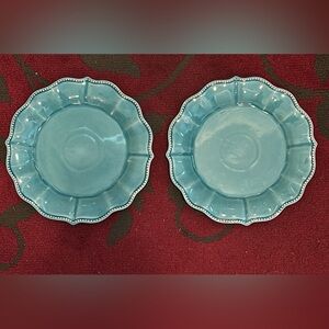 Pioneer Woman Set of 2 Elegant Blue Scalloped Dinner Plates
